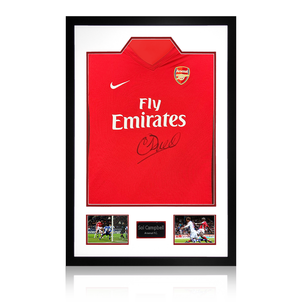 Sol Campbell Signed Arsenal 2009/10 Home Shirt Premium Frame