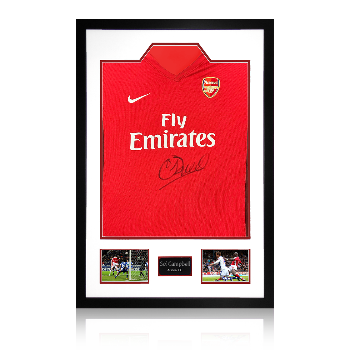 Sol Campbell Signed Arsenal 2009/10 Home Shirt Premium Frame