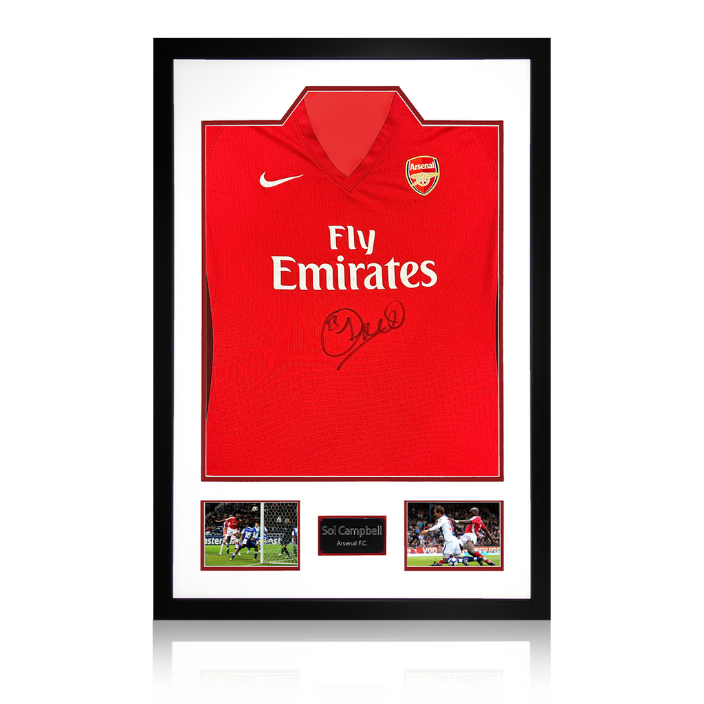 Sol Campbell Signed Arsenal 2009/10 Home Shirt Premium Frame