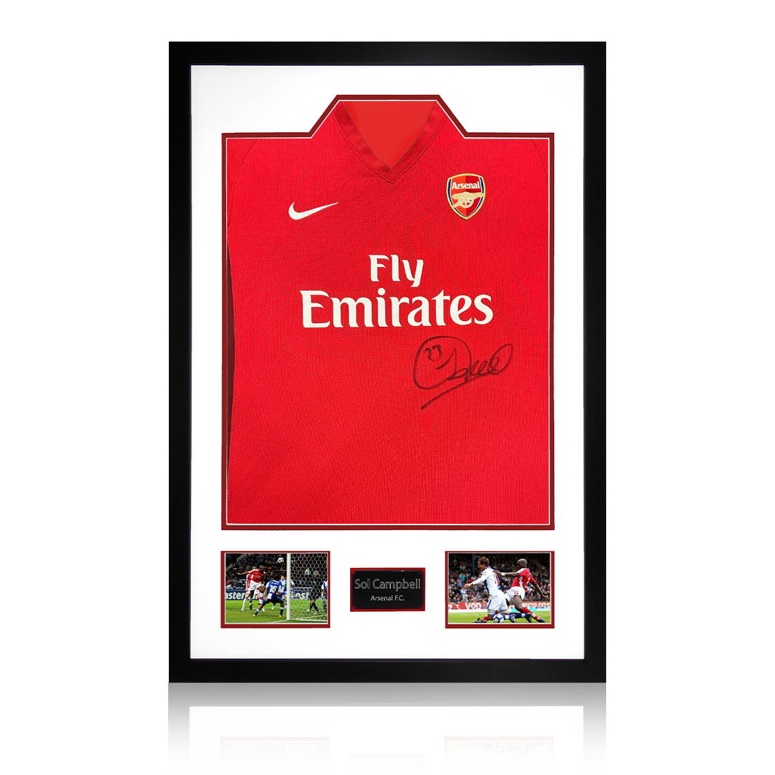 Sol Campbell Signed Arsenal 2009/10 Home Shirt Premium Frame