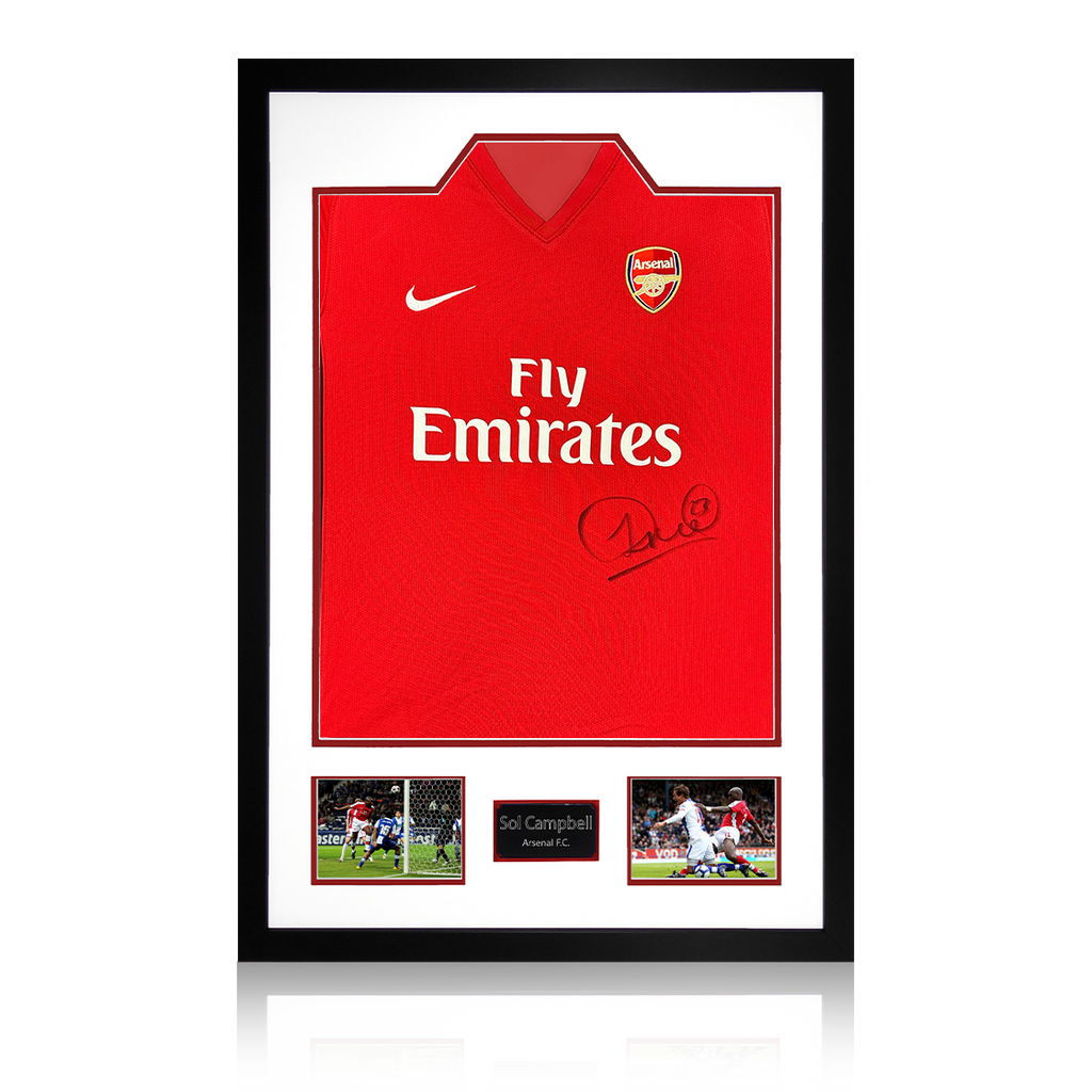 Sol Campbell Signed Arsenal 2009/10 Home Shirt Premium Frame