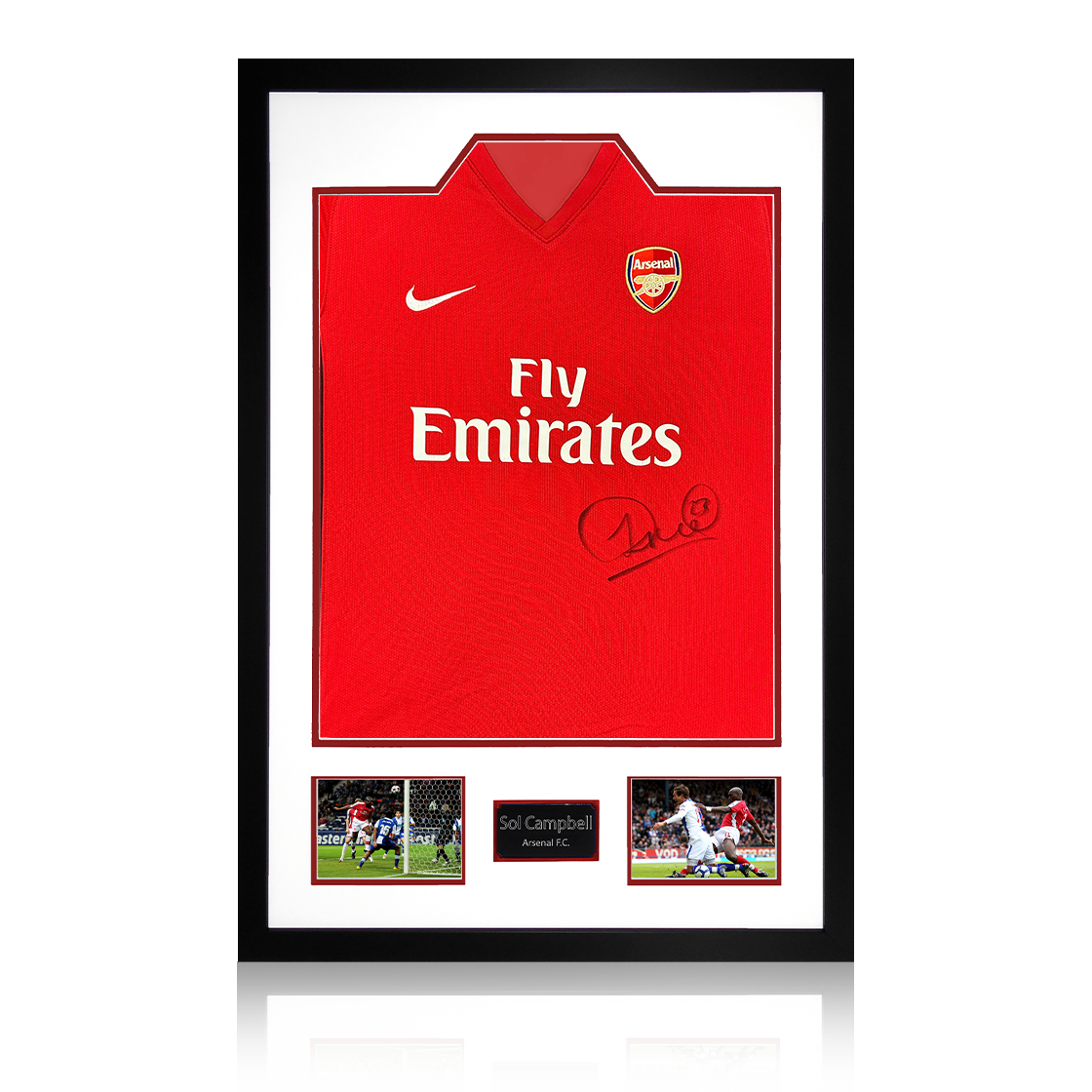 Sol Campbell Signed Arsenal 2009/10 Home Shirt Premium Frame