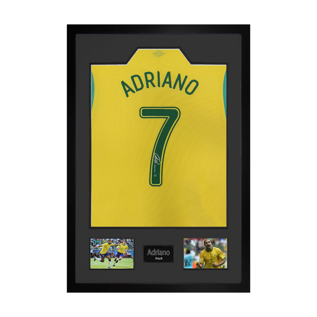 Adriano Signed Brazil Shirt Premium Frame