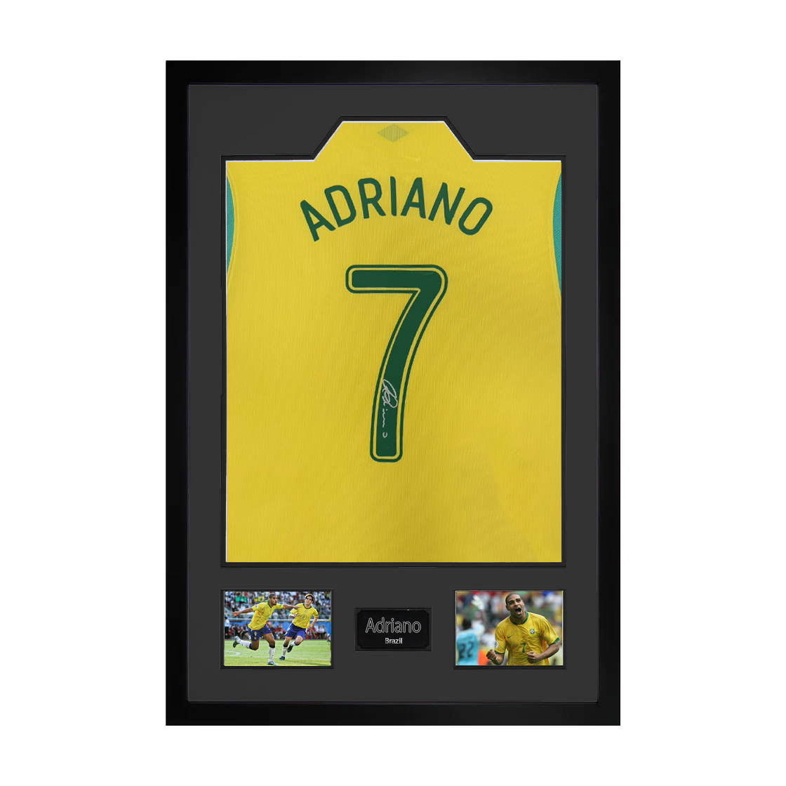 Adriano Signed Brazil Shirt Premium Frame