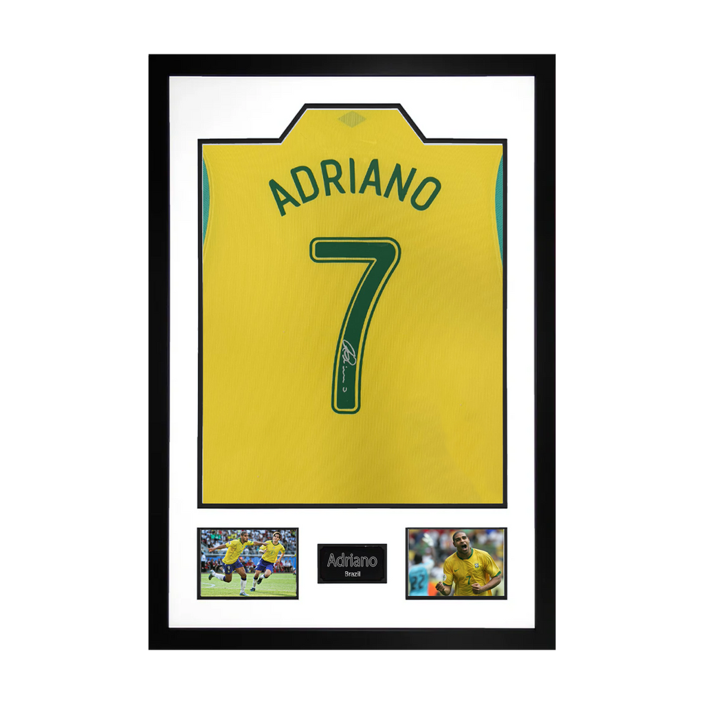 Adriano Signed Brazil Shirt Premium Frame