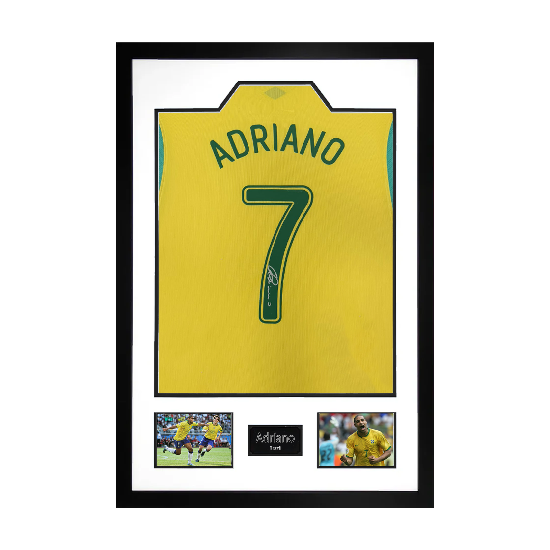 Adriano Signed Brazil Shirt Premium Frame