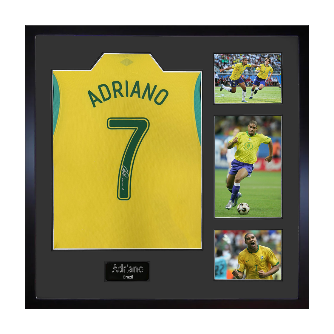 Adriano Signed Brazil Shirt Elite Frame