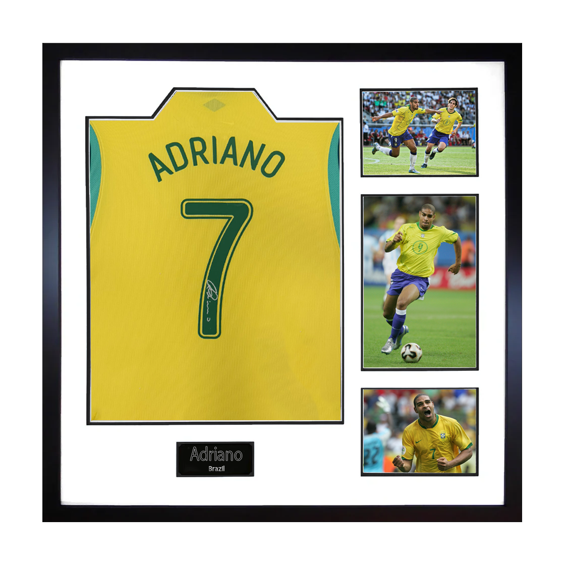 Adriano Signed Brazil Shirt Elite Frame
