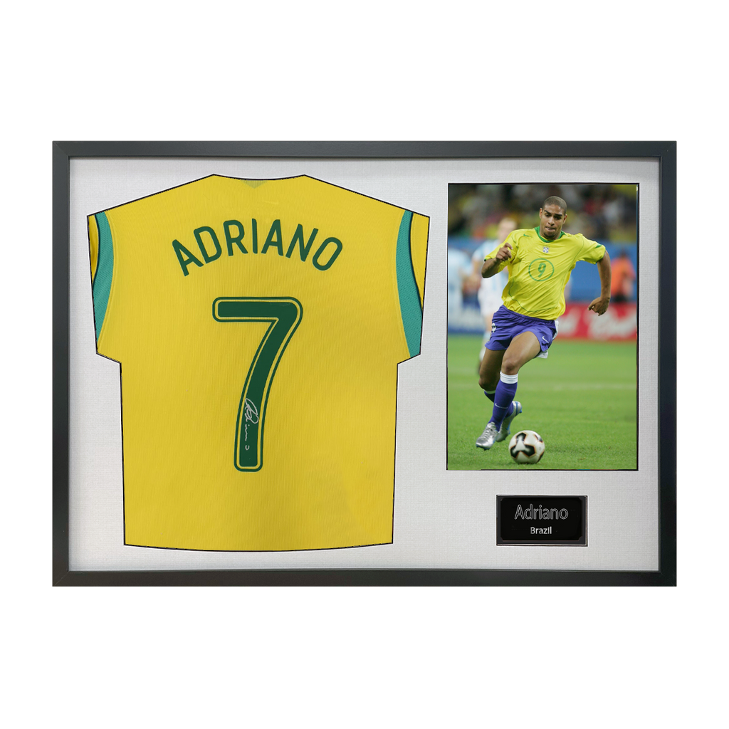 Adriano Signed Brazil Shirt Classic Frame