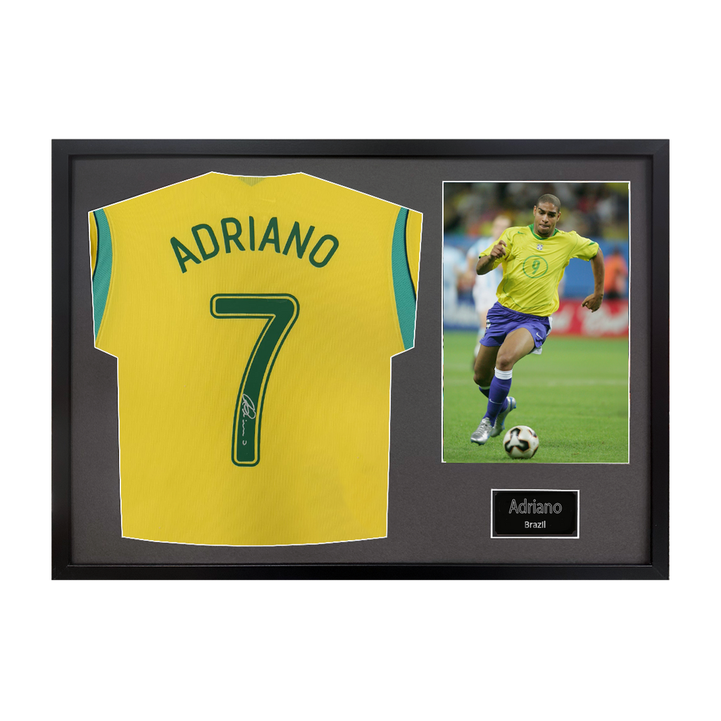 Adriano Signed Brazil Shirt Classic Frame