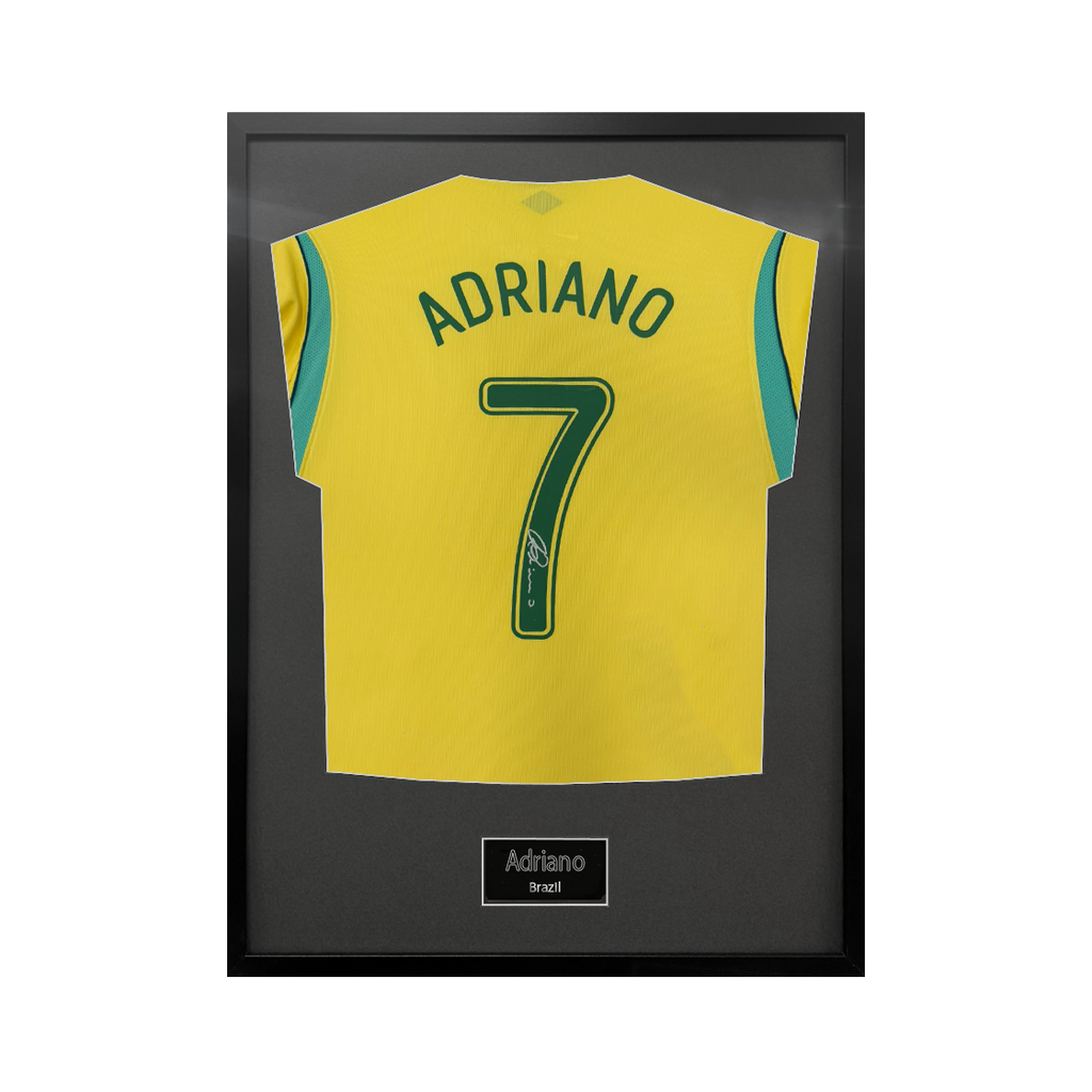 Adriano Signed Brazil Shirt Standard Frame