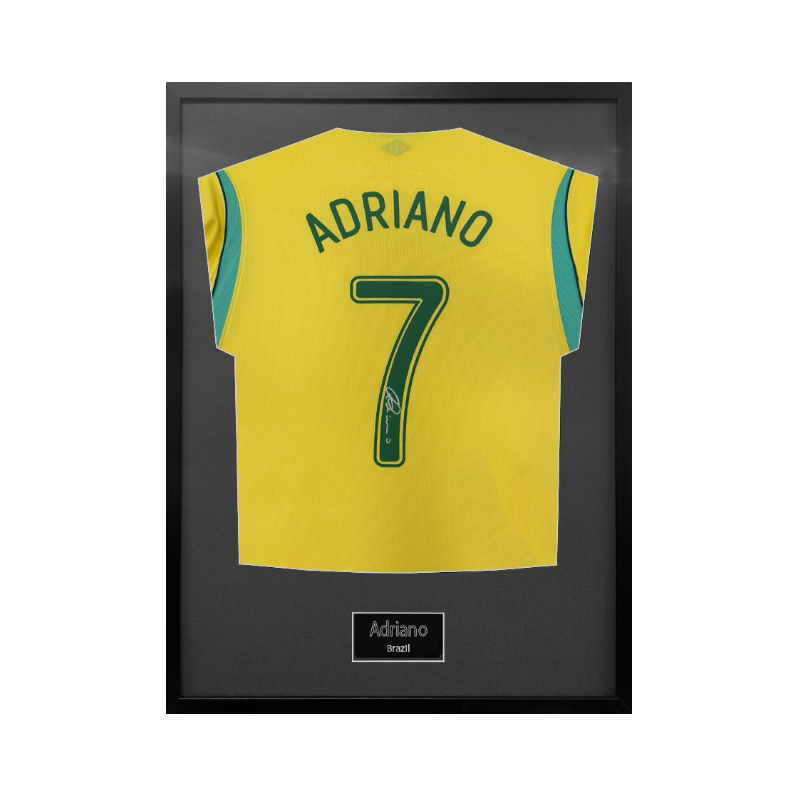 Adriano Signed Brazil Shirt Standard Frame