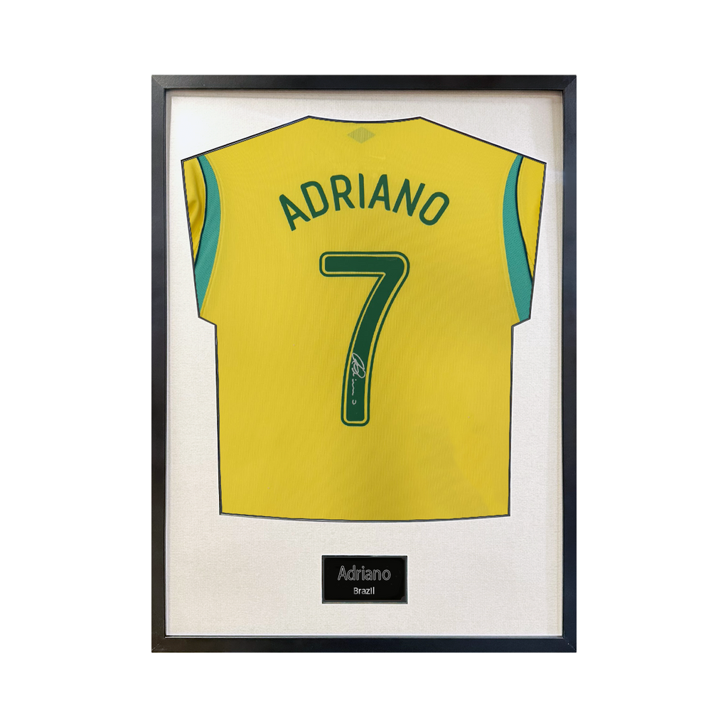 Adriano Signed Brazil Shirt Standard Frame