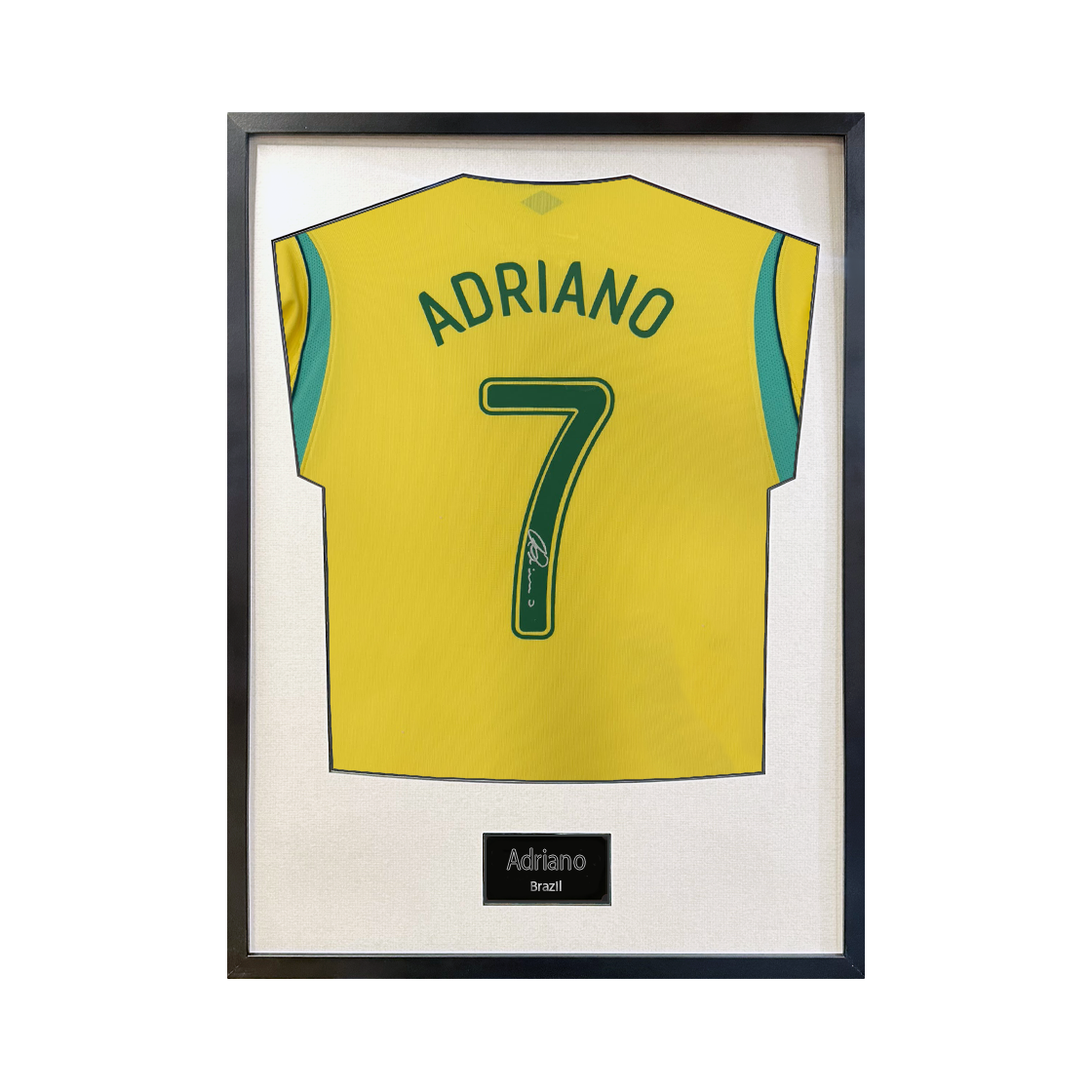 Adriano Signed Brazil Shirt Standard Frame
