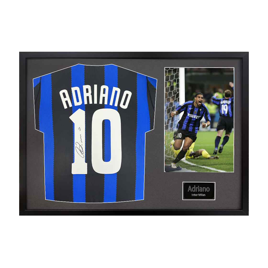 Adriano Signed Inter Milan Shirt Classic Frame