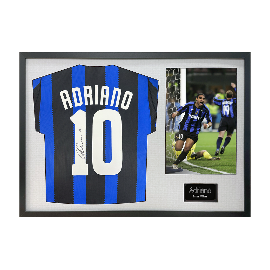 Adriano Signed Inter Milan Shirt Classic Frame