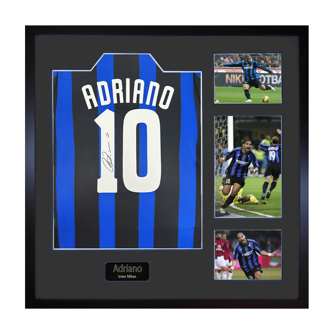Adriano Signed Inter Milan Shirt Elite Frame