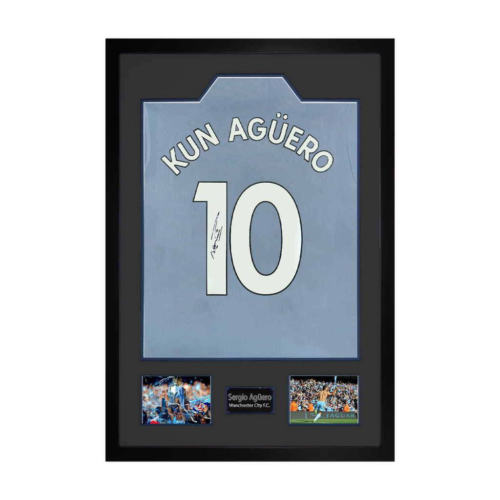 Sergio Agüero Signed Manchester City Shirt Premium Frame