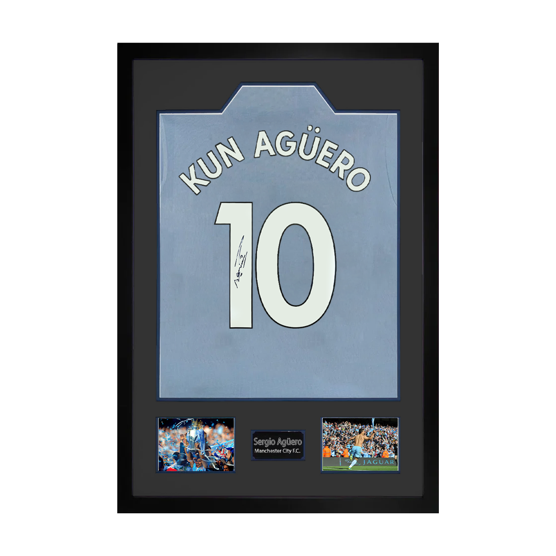 Sergio Agüero Signed Manchester City Shirt Premium Frame
