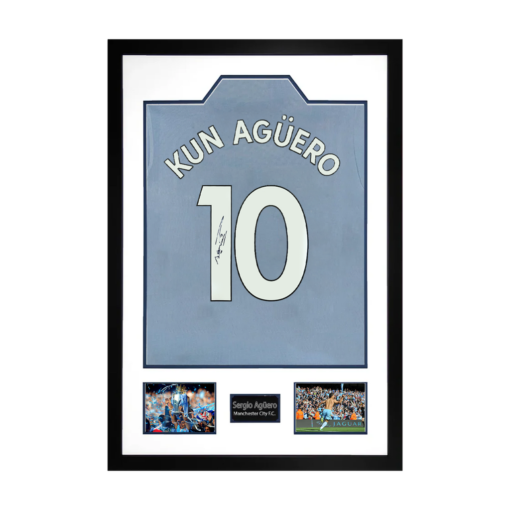 Sergio Agüero Signed Manchester City Shirt Premium Frame