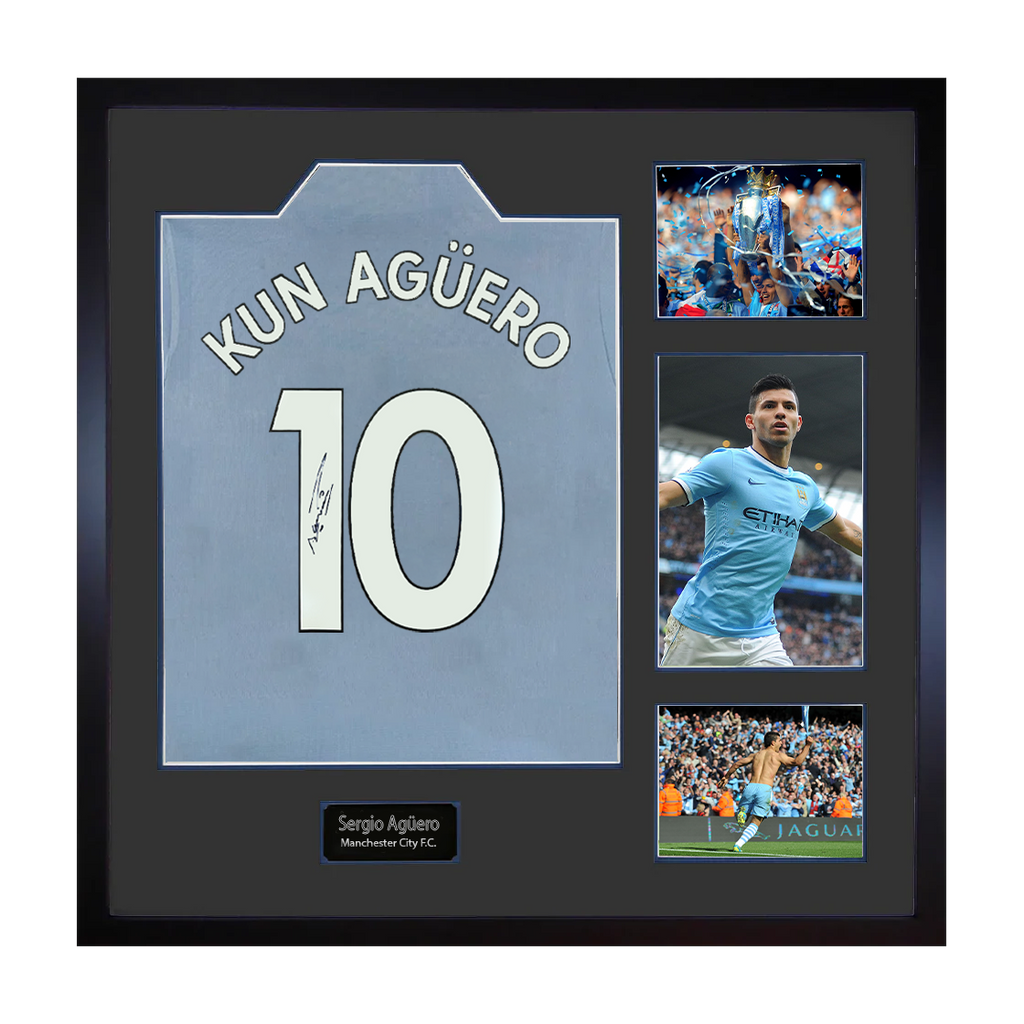 Sergio Agüero Signed Manchester City Shirt Elite Frame