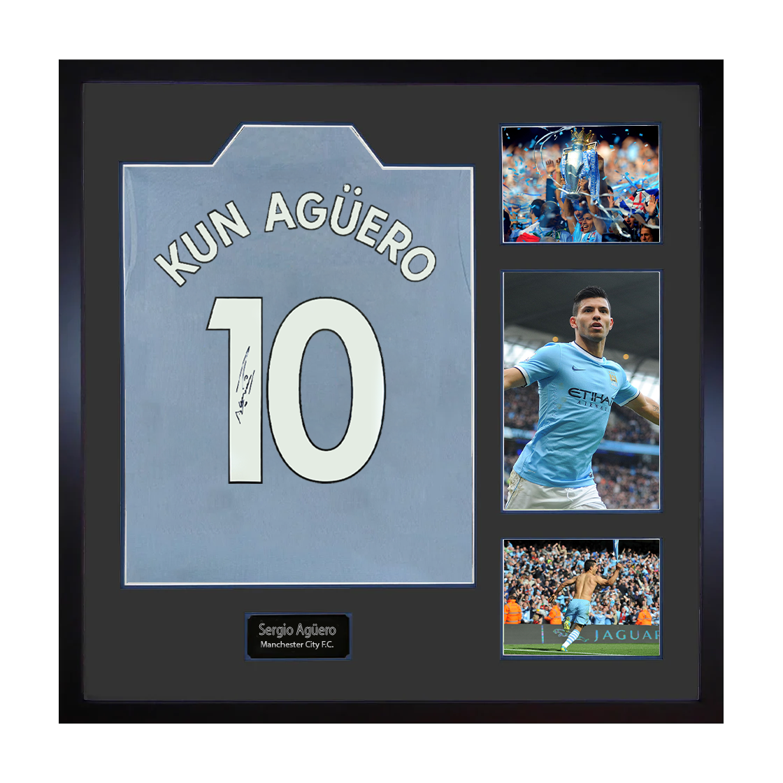 Sergio Agüero Signed Manchester City Shirt Elite Frame