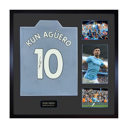 Sergio Agüero Signed Manchester City Shirt Elite Frame