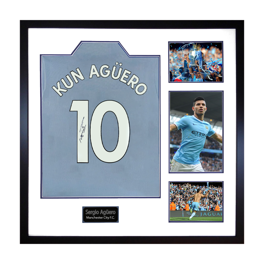 Sergio Agüero Signed Manchester City Shirt Elite Frame