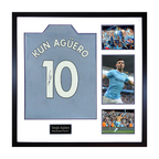 Sergio Agüero Signed Manchester City Shirt Elite Frame