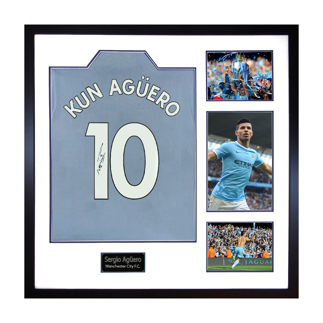 Sergio Agüero Signed Manchester City Shirt Elite Frame