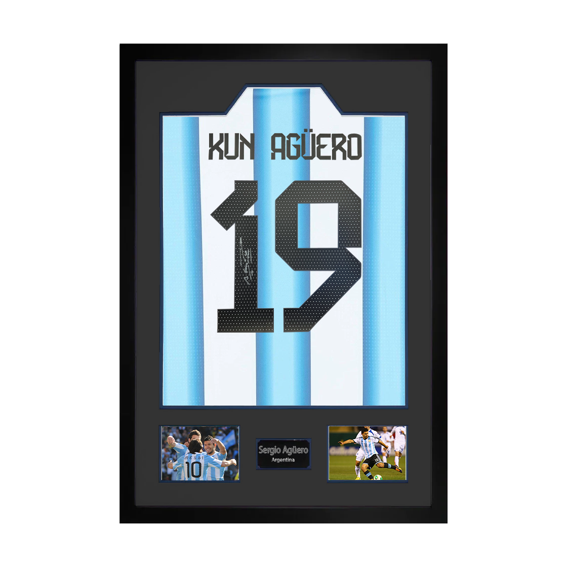 Sergio Agüero Signed Argentina Shirt Premium Frame