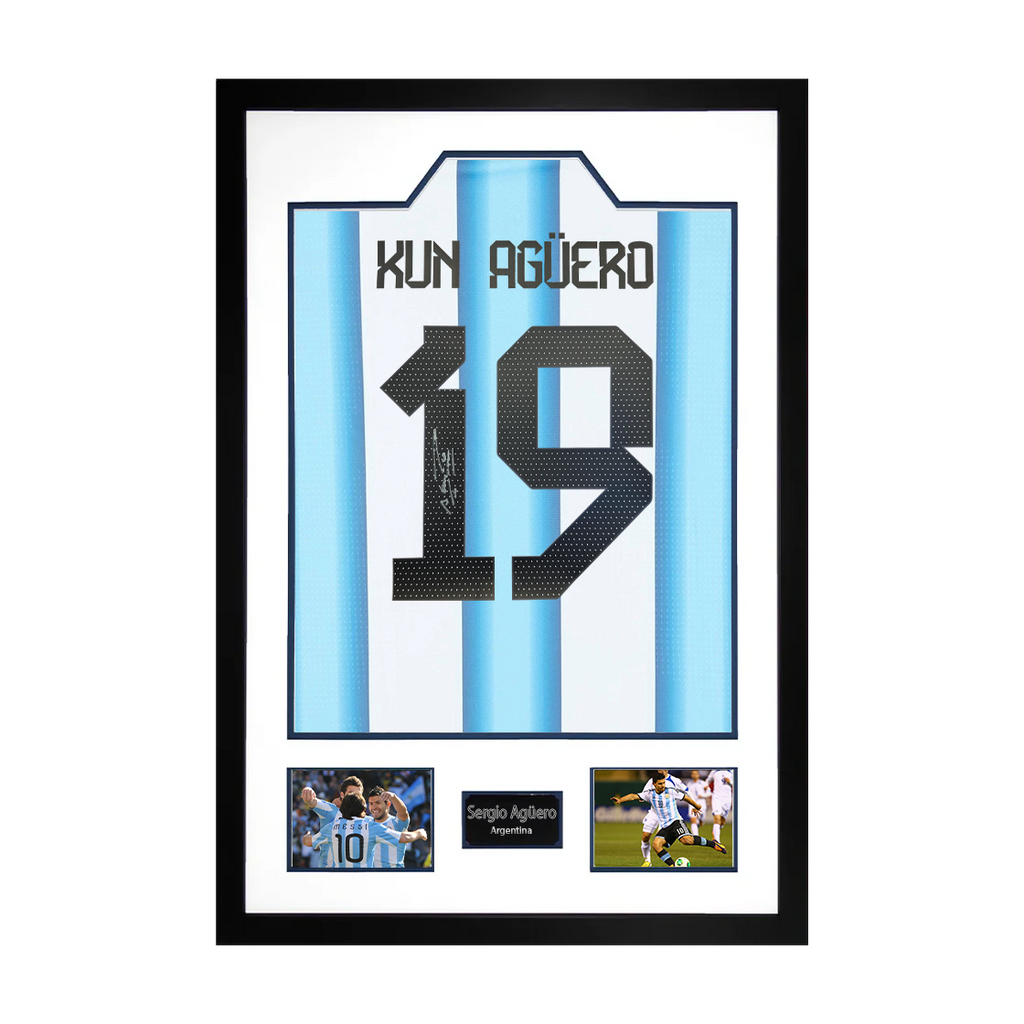 Sergio Agüero Signed Argentina Shirt Premium Frame