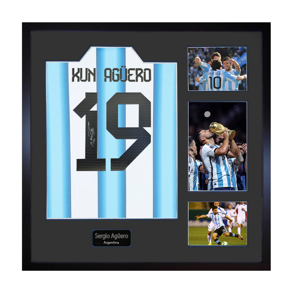 Sergio Agüero Signed Argentina Shirt Elite Frame