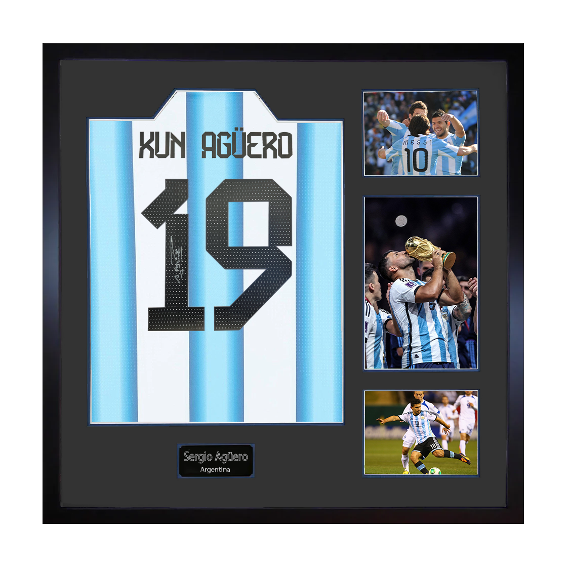 Sergio Agüero Signed Argentina Shirt Elite Frame