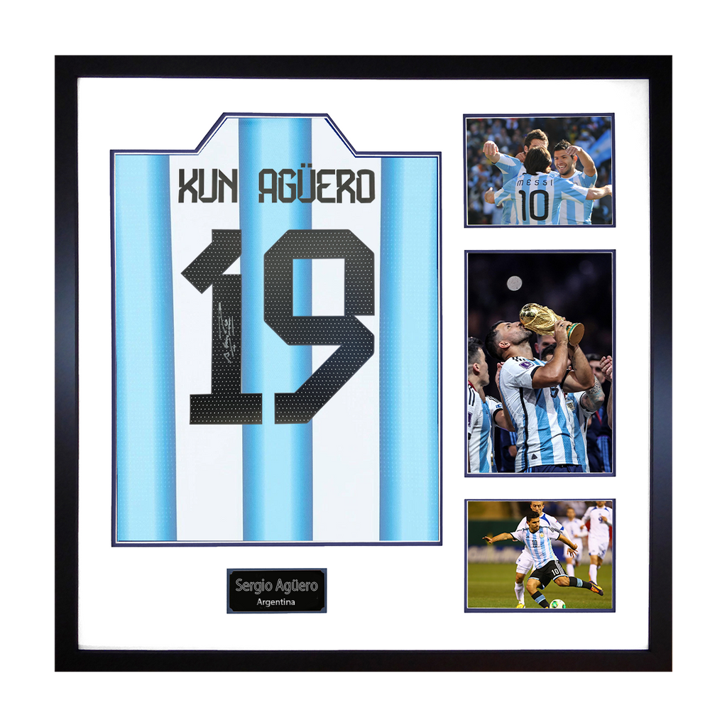 Sergio Agüero Signed Argentina Shirt Elite Frame