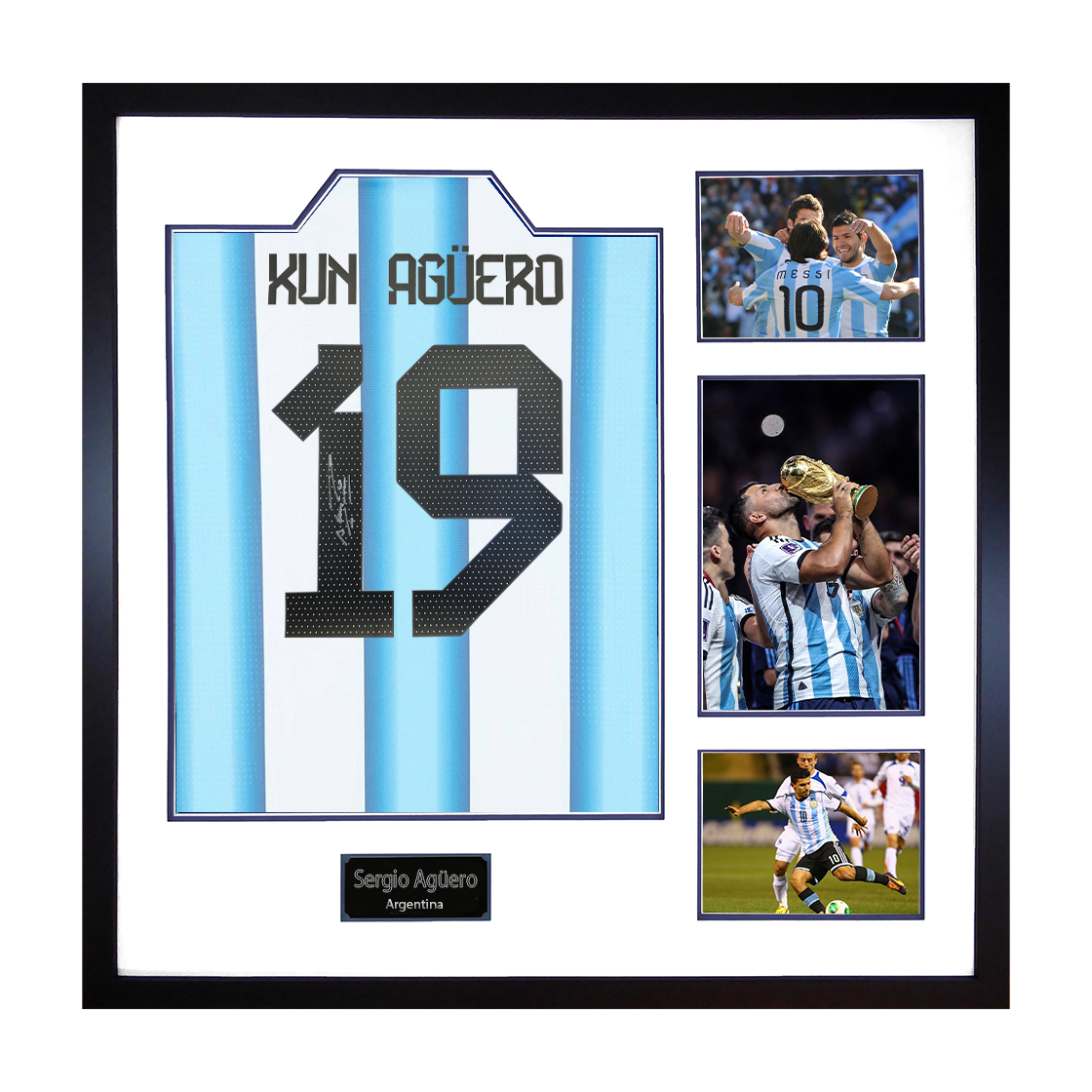 Sergio Agüero Signed Argentina Shirt Elite Frame