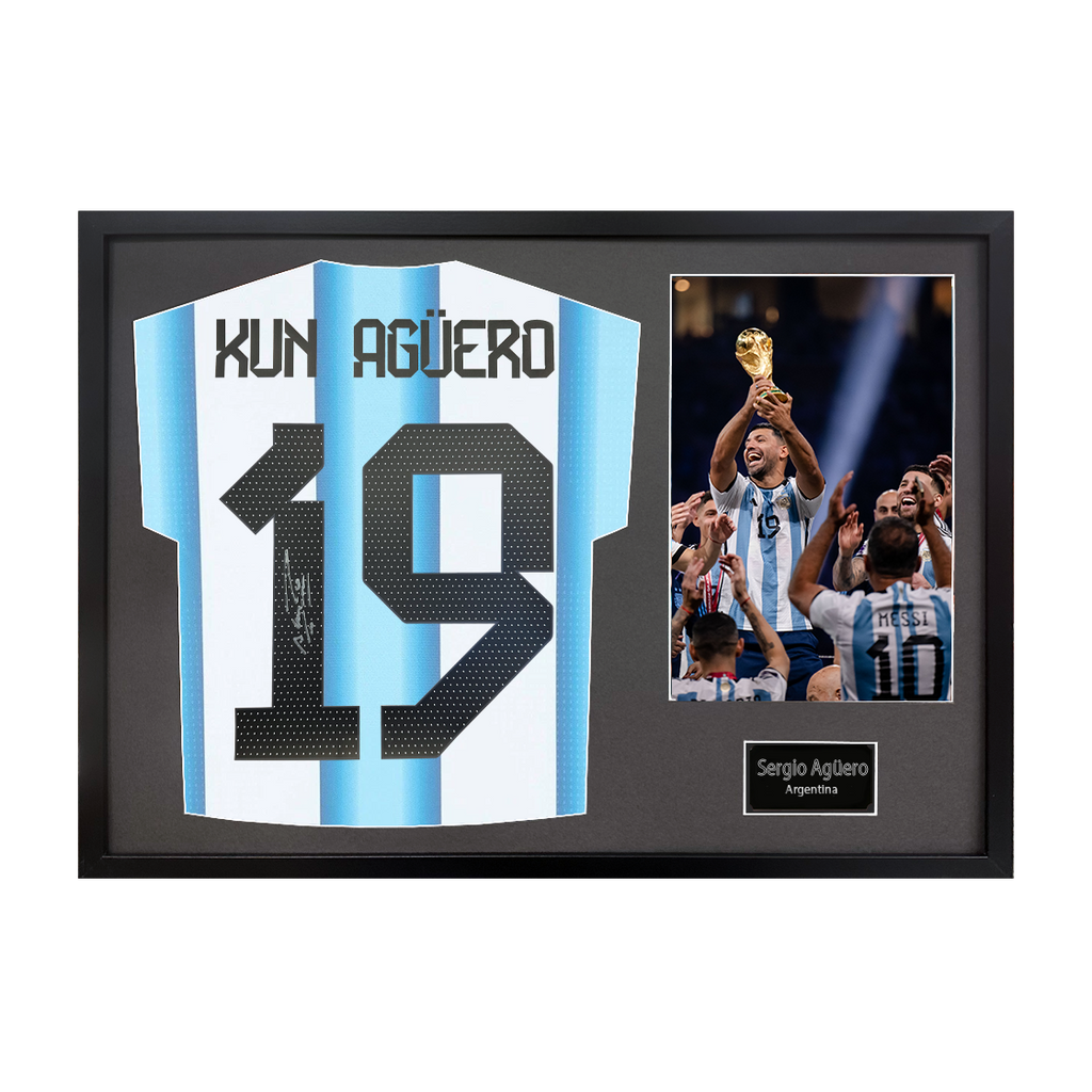 Sergio Agüero Signed Argentina Shirt Classic Frame