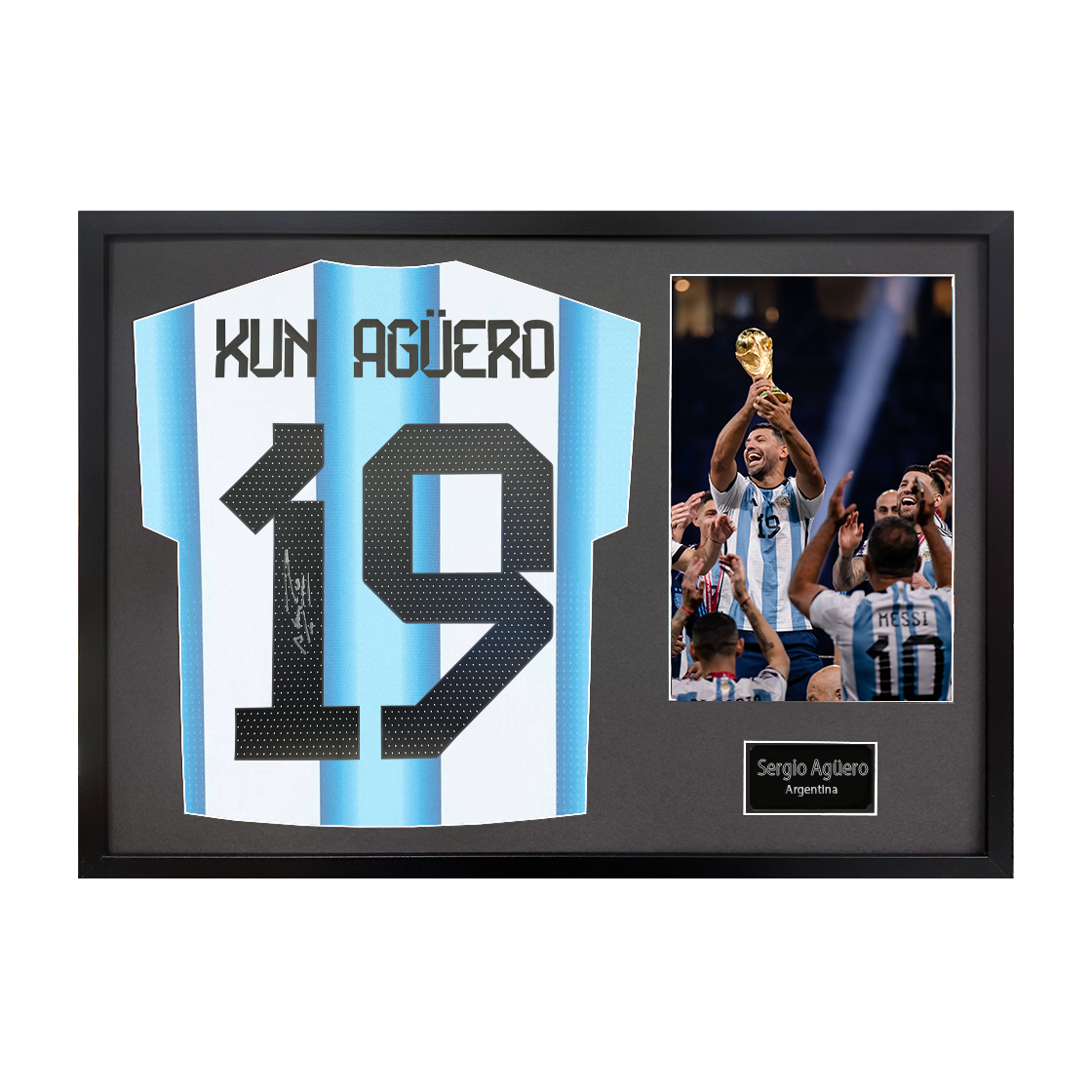 Sergio Agüero Signed Argentina Shirt Classic Frame