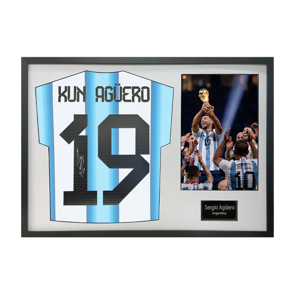 Sergio Agüero Signed Argentina Shirt Classic Frame