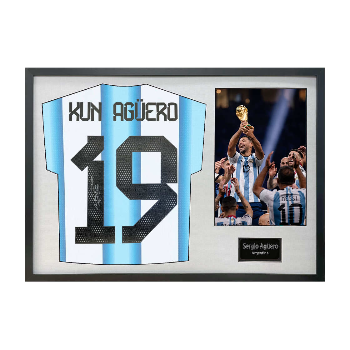 Sergio Agüero Signed Argentina Shirt Classic Frame