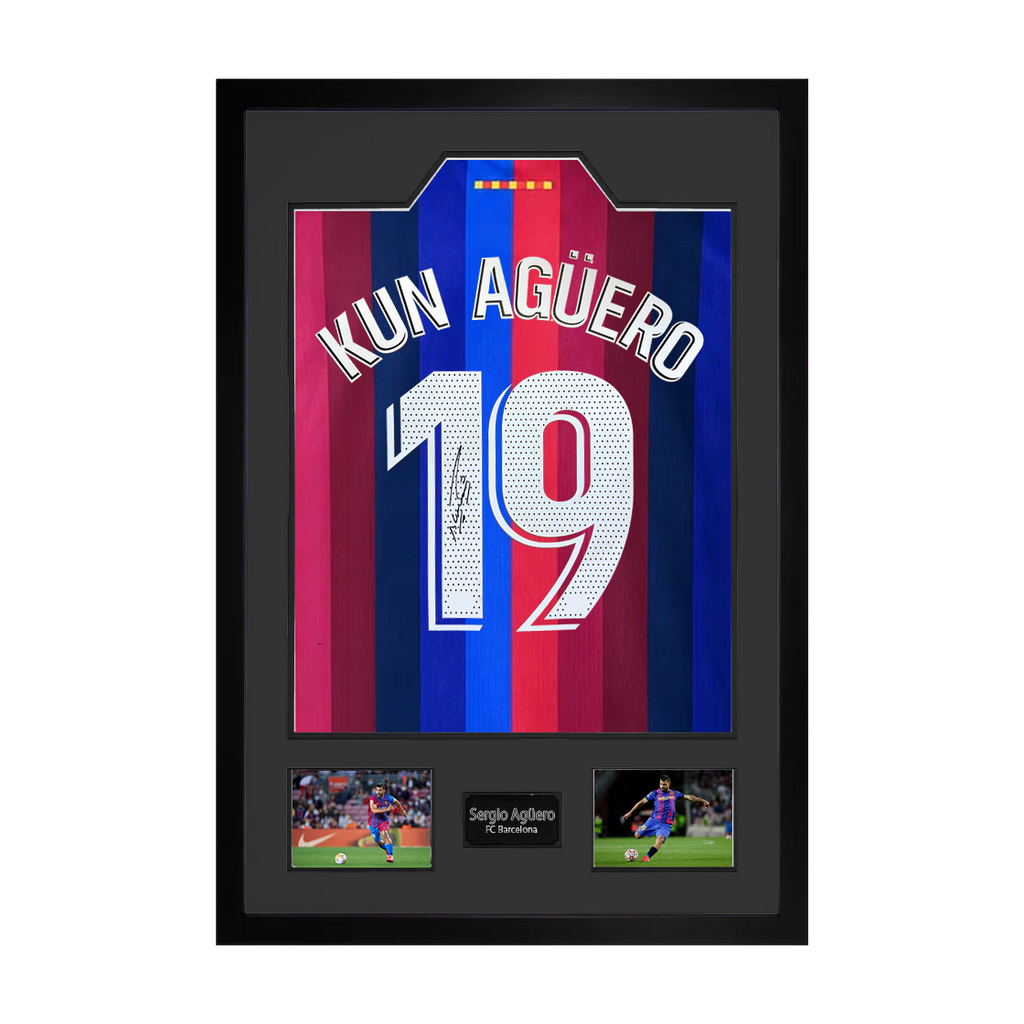 Sergio Agüero Signed Barcelona Shirt Premium Frame