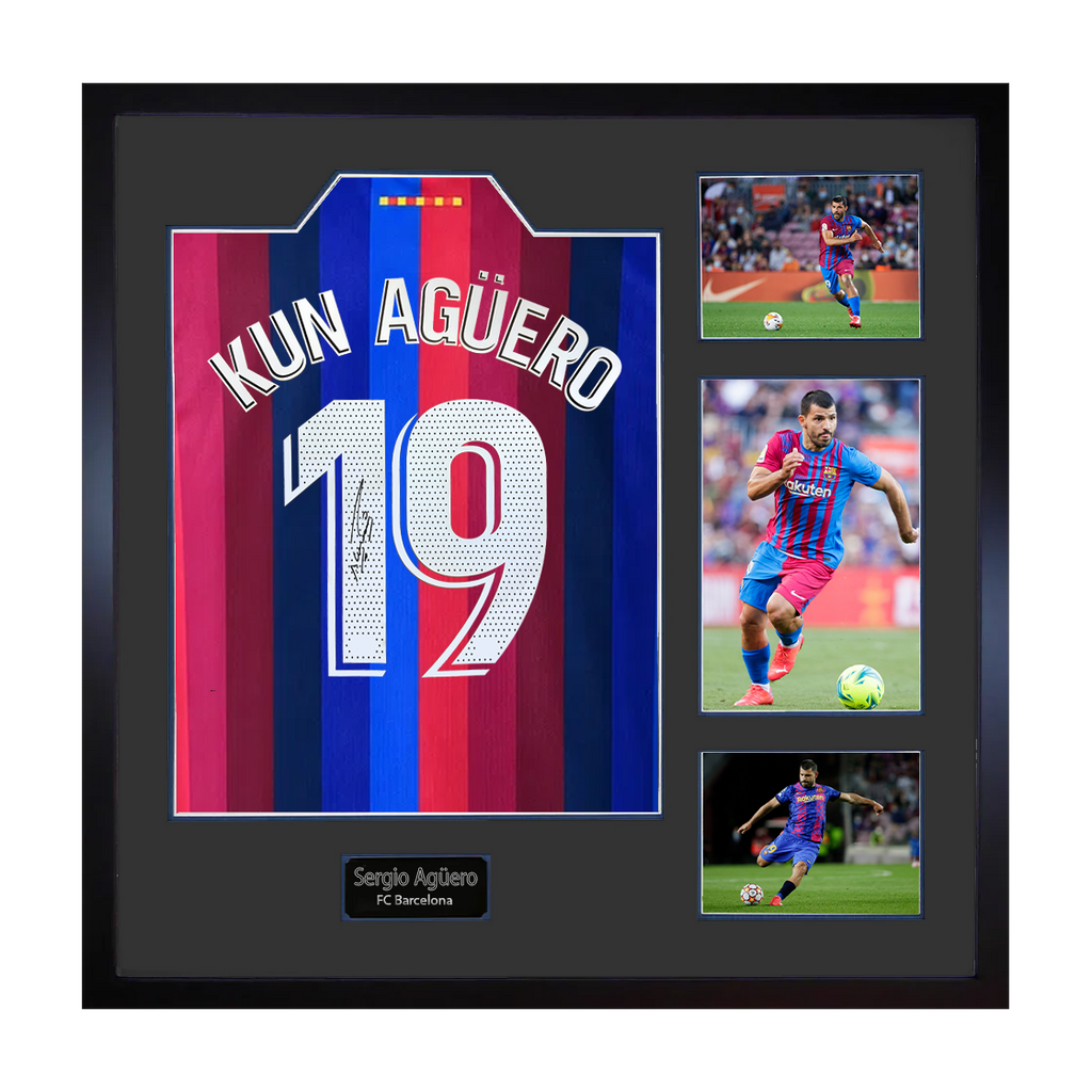 Sergio Agüero Signed Barcelona Shirt Elite Frame