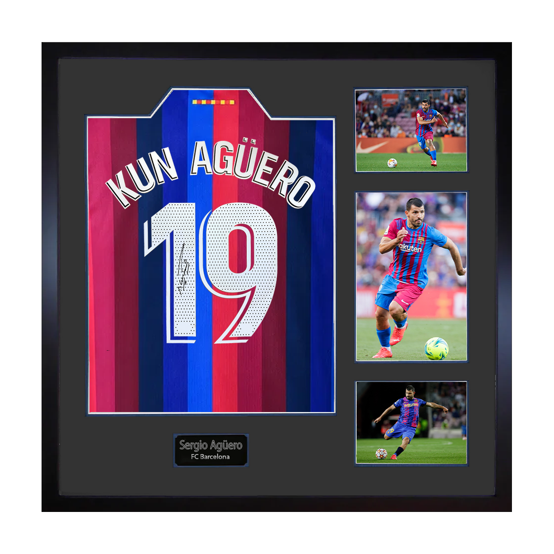 Sergio Agüero Signed Barcelona Shirt Elite Frame