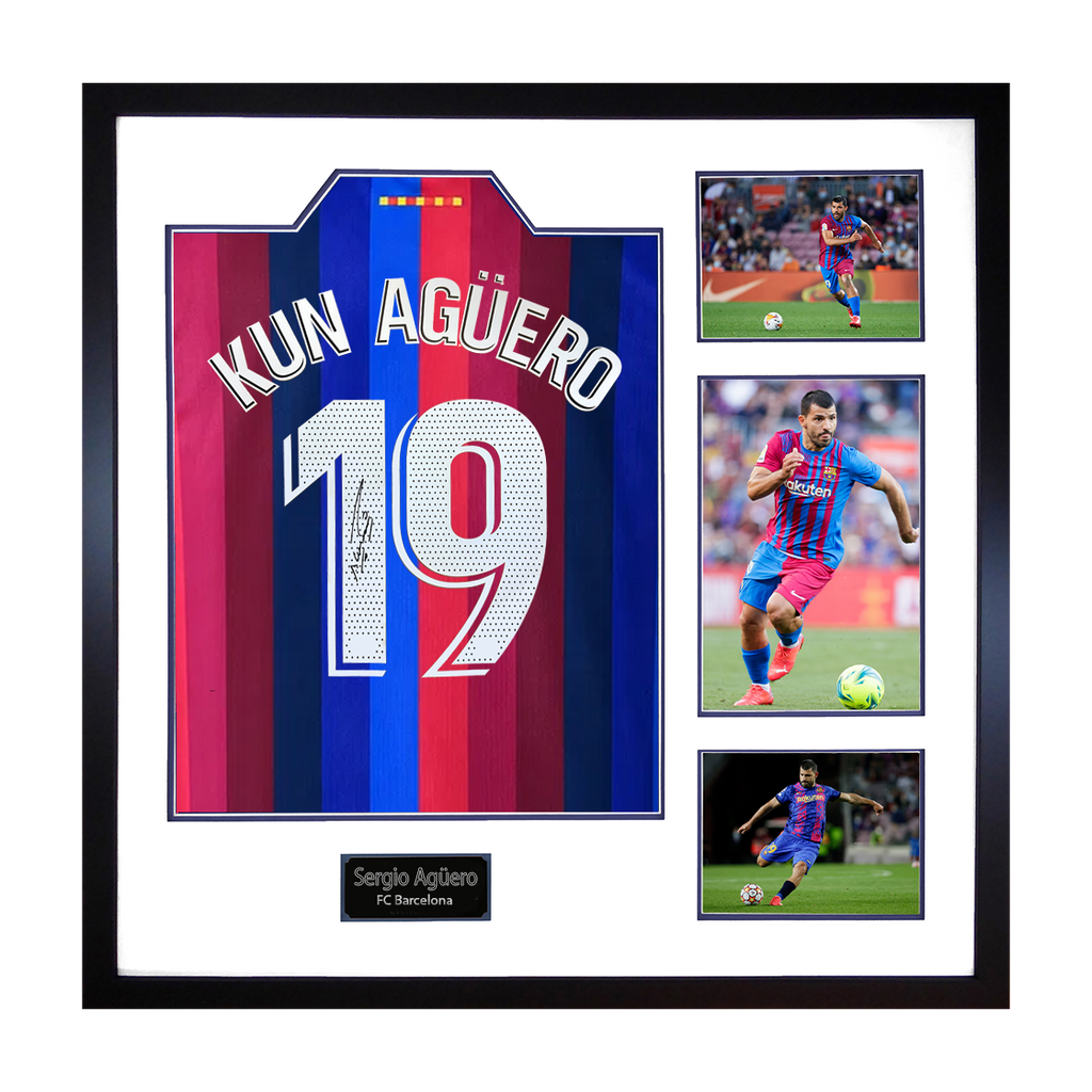Sergio Agüero Signed Barcelona Shirt Elite Frame