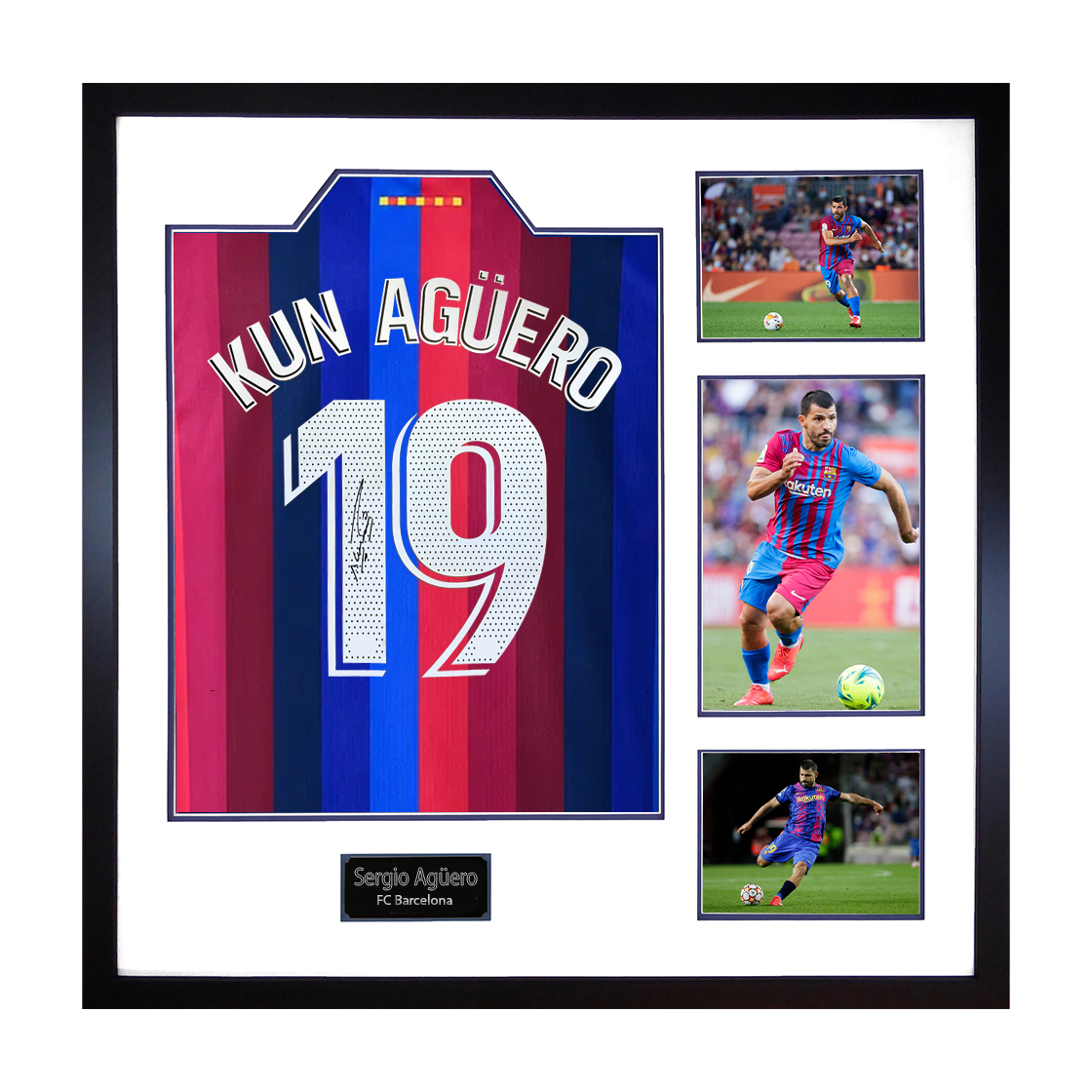 Sergio Agüero Signed Barcelona Shirt Elite Frame
