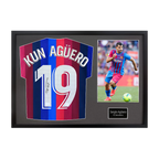Sergio Agüero Signed Barcelona Shirt Classic Frame