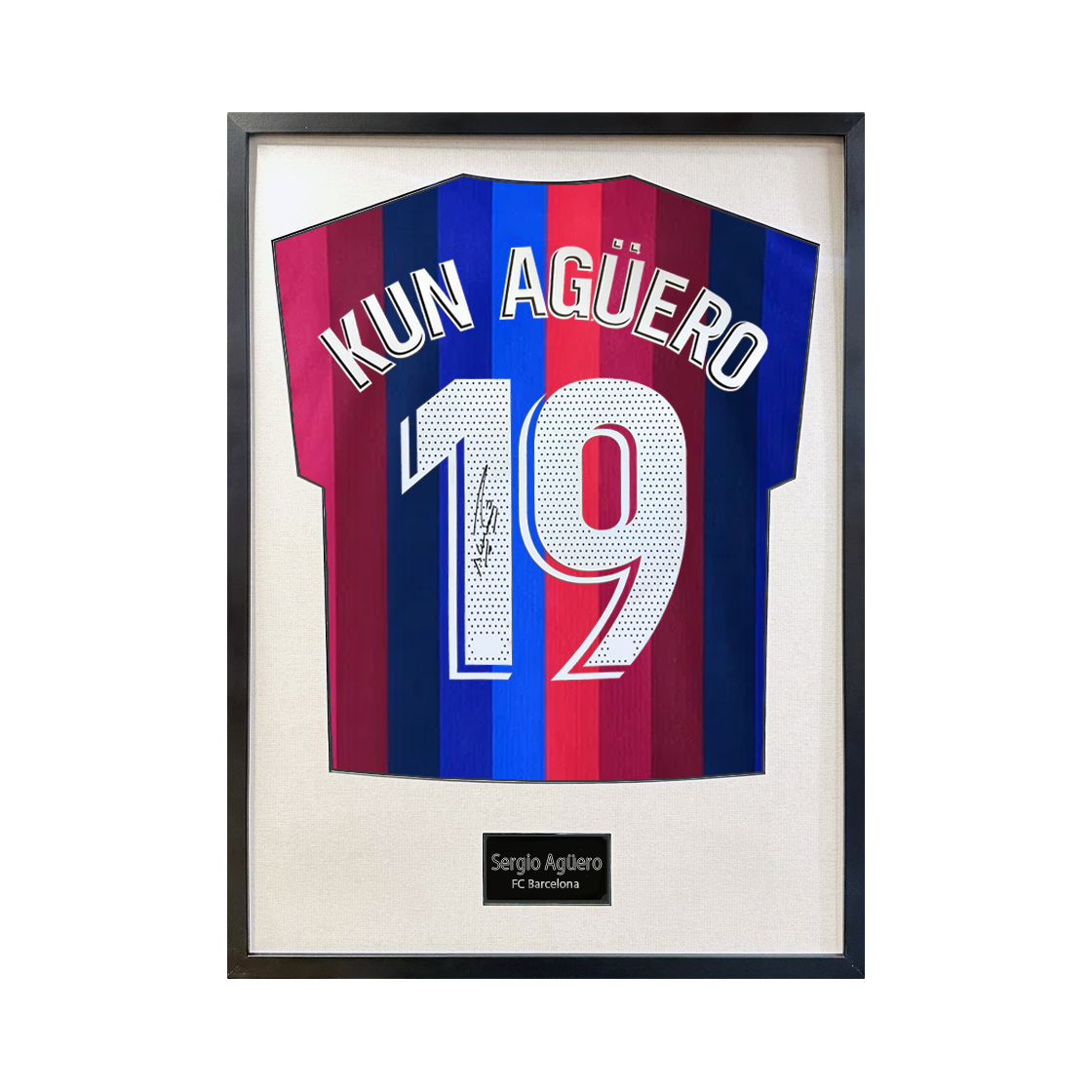 Sergio Agüero Signed Barcelona Shirt Standard Frame