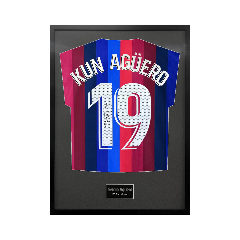 Sergio Agüero Signed Barcelona Shirt Standard Frame