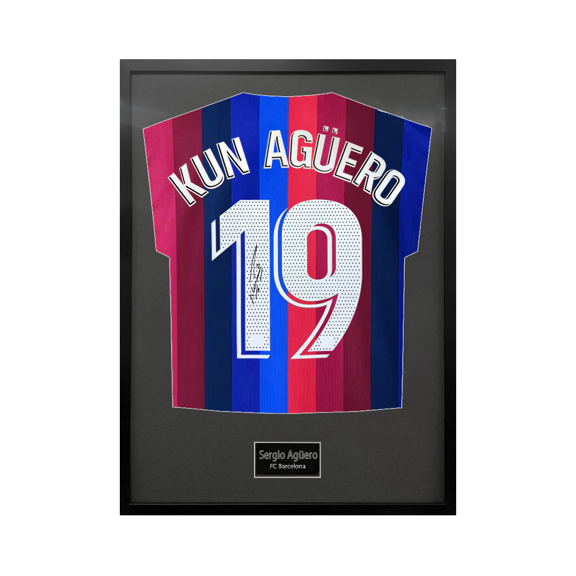 Sergio Agüero Signed Barcelona Shirt Standard Frame