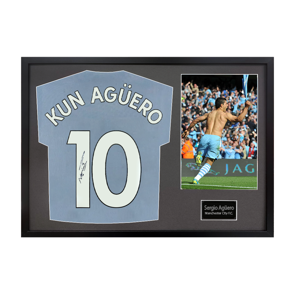 Sergio Agüero Signed Manchester City Shirt Classic Frame
